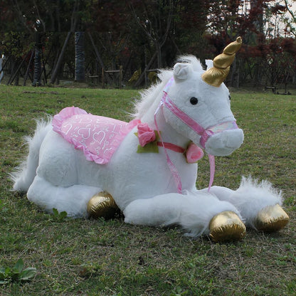 Peluche licorne cheval blanc doux câlin enfant rêve