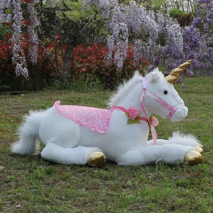 Peluche licorne cheval blanc doux câlin enfant rêve