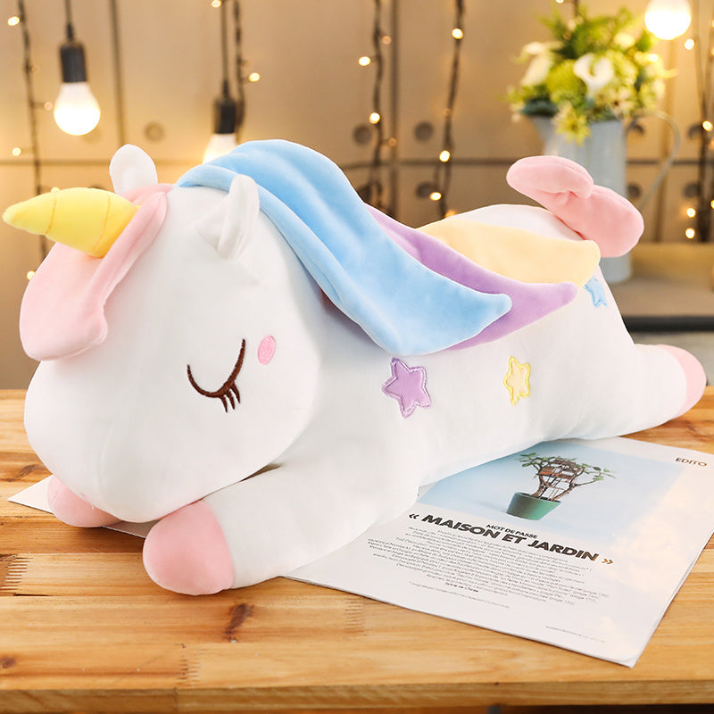 Peluche licorne géante arc-en-ciel douce enchantée