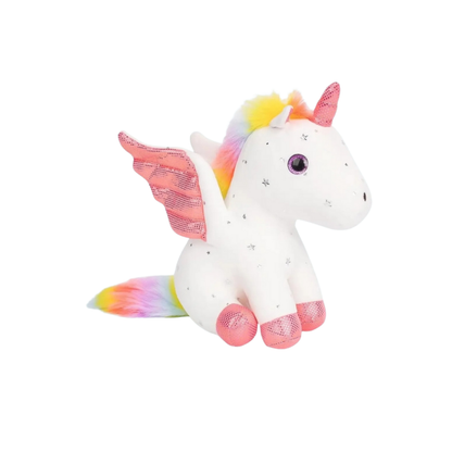 Peluche licorne magique ailes brillantes douce câline