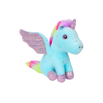 Peluche licorne magique ailes brillantes douce câline
