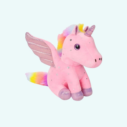 Peluche licorne magique ailes brillantes douce câline