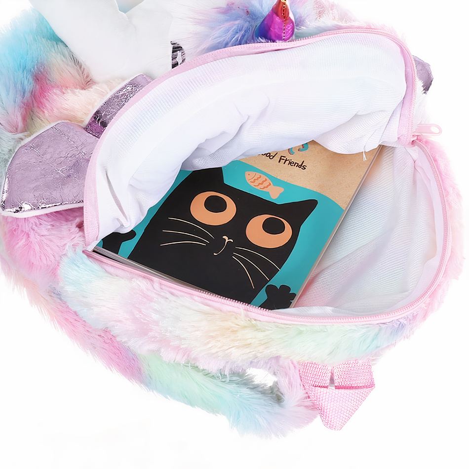 Peluche licorne multicolore sac à dos doux enfant rêve