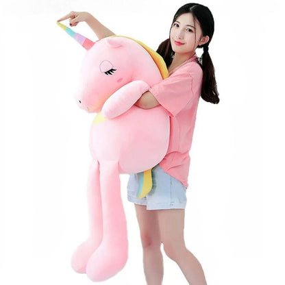 Peluche licorne XXL arc-en-ciel douce câline enfant
