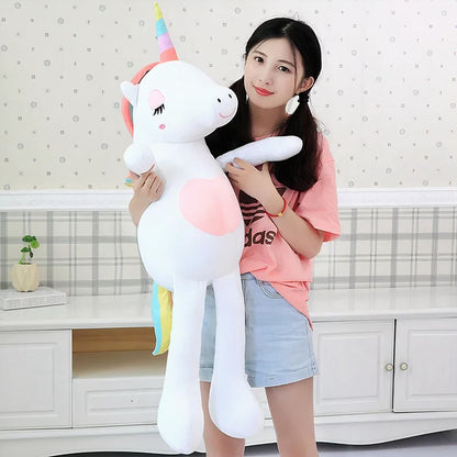 Peluche licorne XXL arc-en-ciel douce câline enfant