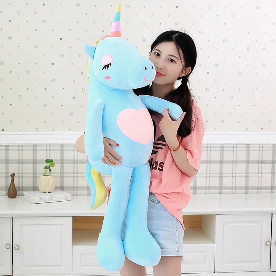 Peluche licorne XXL arc-en-ciel douce câline enfant