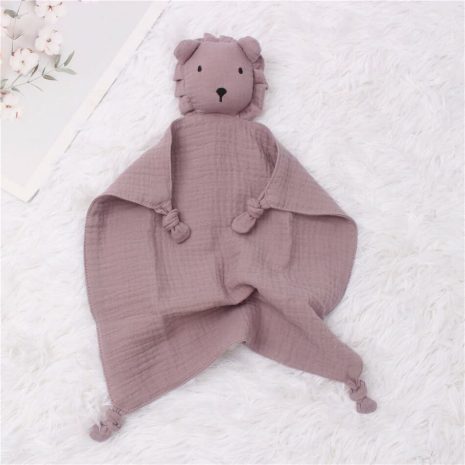 Peluche lion mousseline coton doux enfant câlin jungle