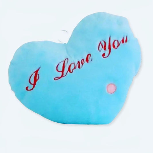Peluche oreiller bleu doux message amour câlin décor doux
