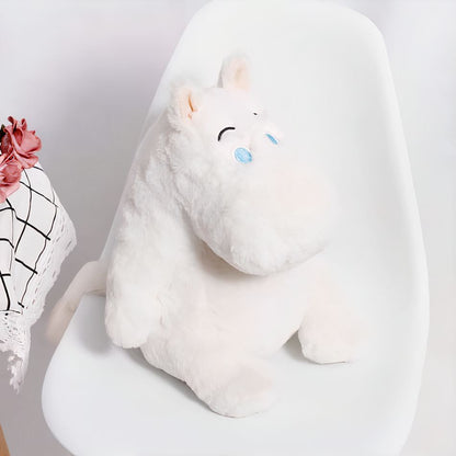 Peluche oreiller hippopotame blanc doux confort maison