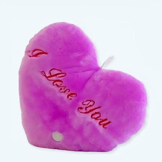 Peluche oreiller violet doux câlin message romantique