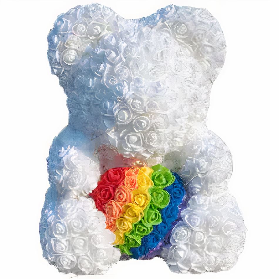 Peluche ours arc-en-ciel doux mignon câlin enfant