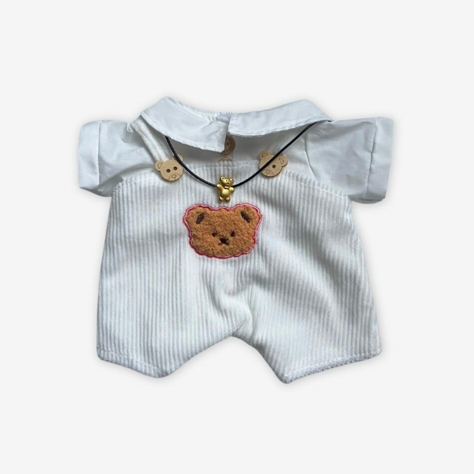 Peluche ours articulé fait main blanche douce enfant