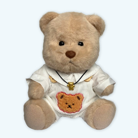 Peluche ours articulé fait main blanche douce enfant