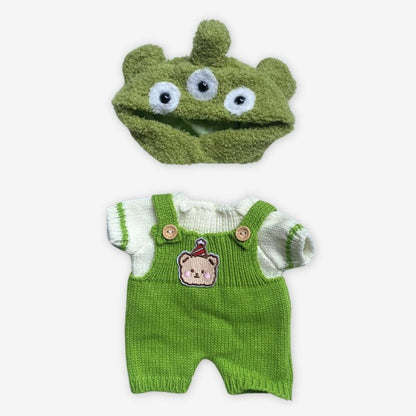 Peluche ours articulé fait main en alien vert doux