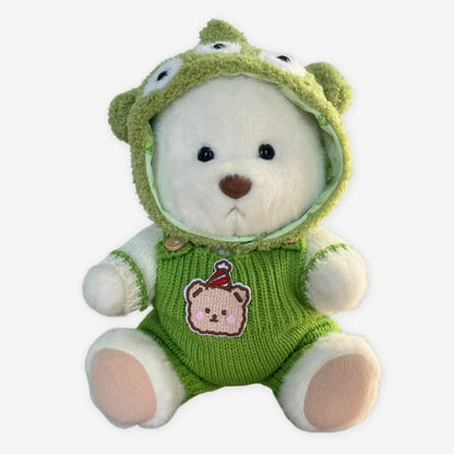 Peluche ours articulé fait main en alien vert doux