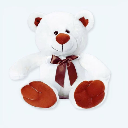 Peluche ours blanc doux hiver avec noeud élégant