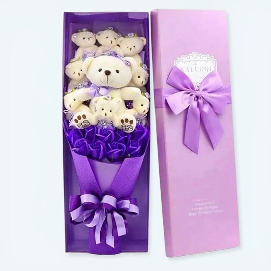 Peluche ours bouquet fleurs doux cadeau romantique