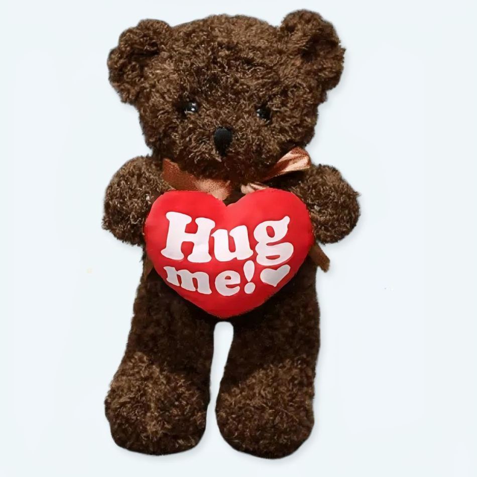Peluche ours brun doux réconfort câlin enfant