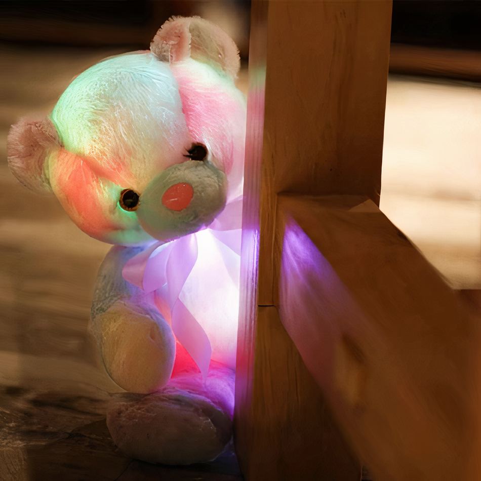Peluche ours colorée veilleuse douce chambre enfant