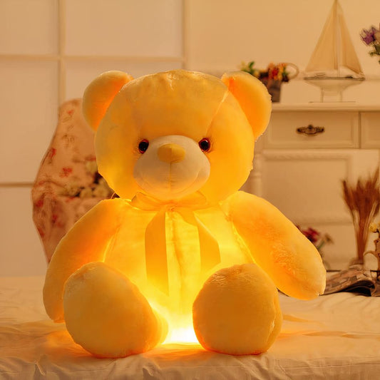 Peluche ours oreiller lumineux jaune doux lumineux nuit