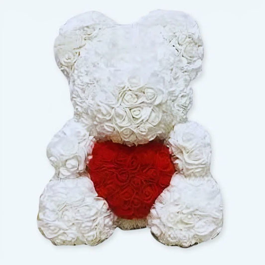 Peluche ours rose blanc doux câlin chambre enfant