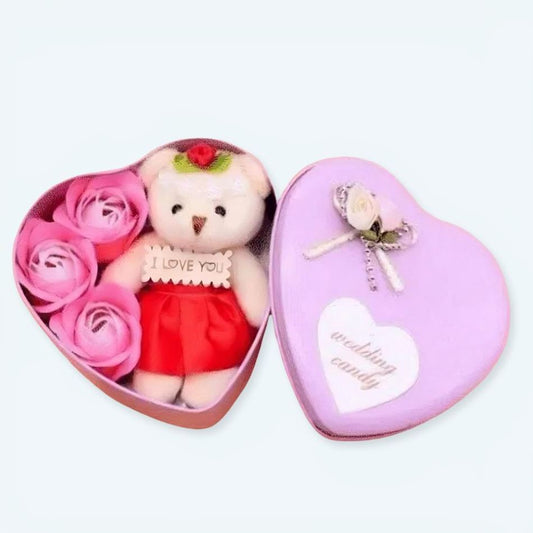 Peluche ours rose doux coffret cadeau romantique