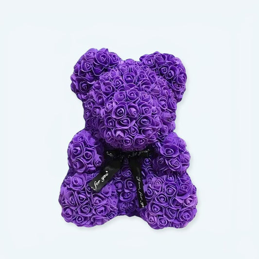 Peluche ours violette florale douce chambre enfant