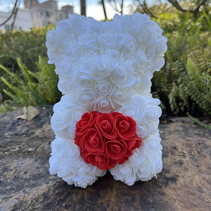 Peluche ourson en rose bicolore Saint-Valentin