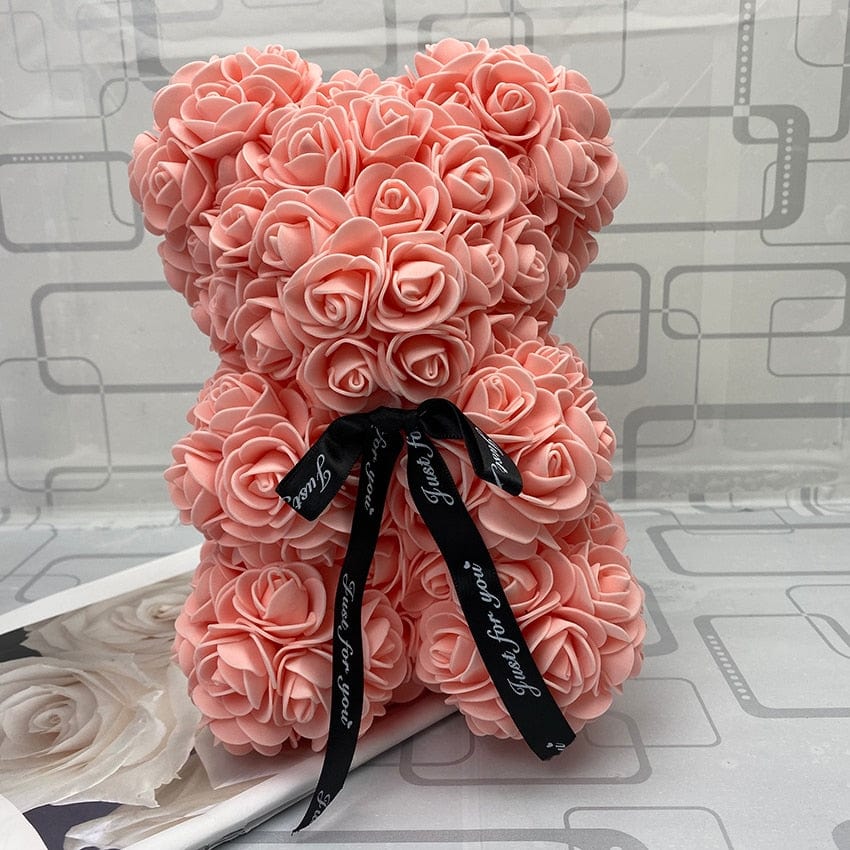 Peluche ourson en rose bicolore Saint-Valentin