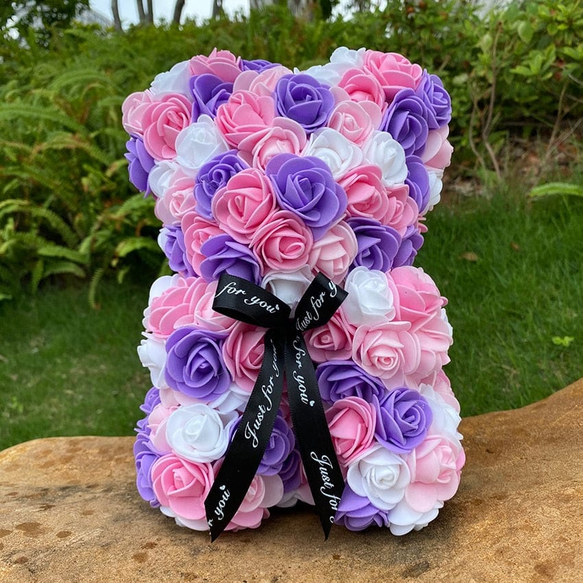 Peluche ourson en rose bicolore Saint-Valentin