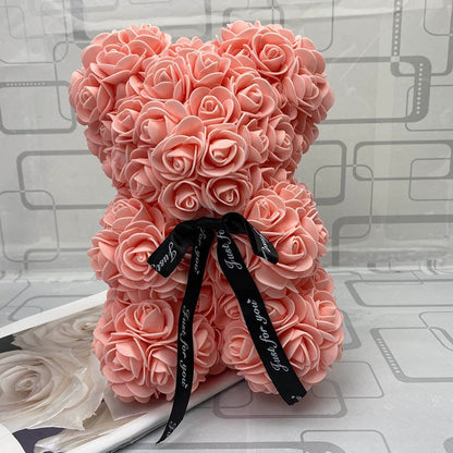 Peluche ourson en rose Saint-Valentin
