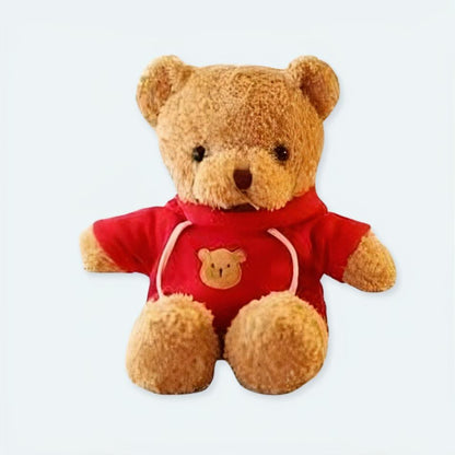 Peluche ourson rouge câlin doux hiver chaleureux