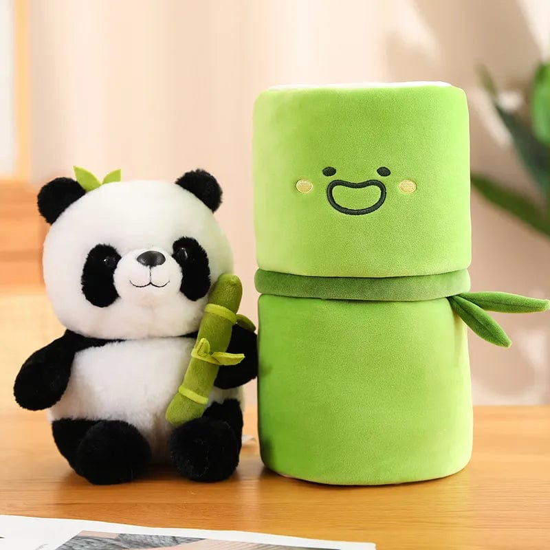 Peluche panda blanc avec son bambou