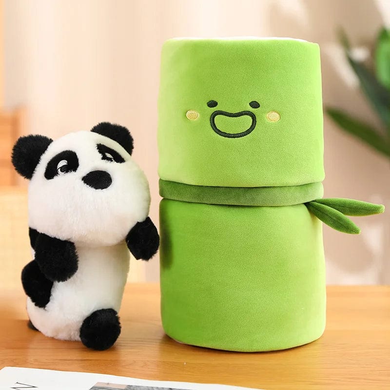 Peluche panda blanc avec son bambou