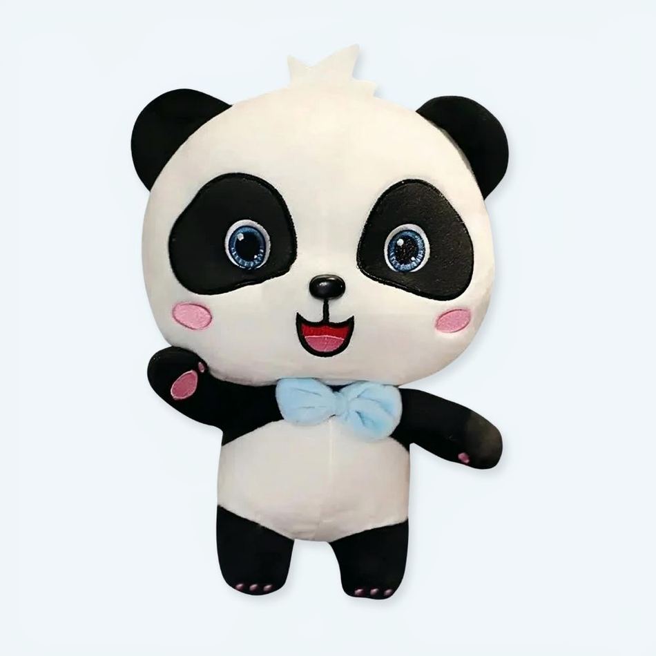 Peluche panda bleu enfant doux et ludique univers bus