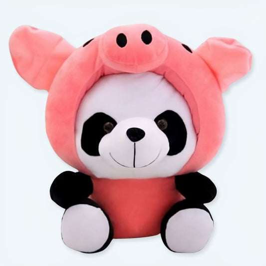 Peluche panda cochon déguisement doux câlin enfant