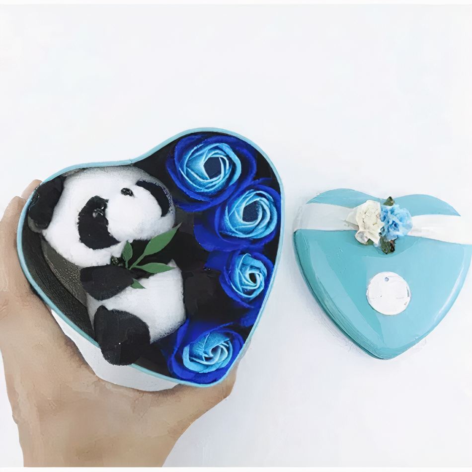 Peluche panda douce bleu Saint Valentin romantique
