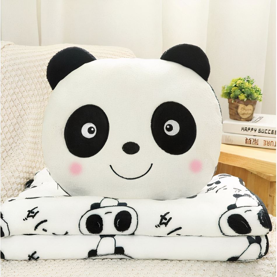 Peluche panda joyeux douce avec couverture confort