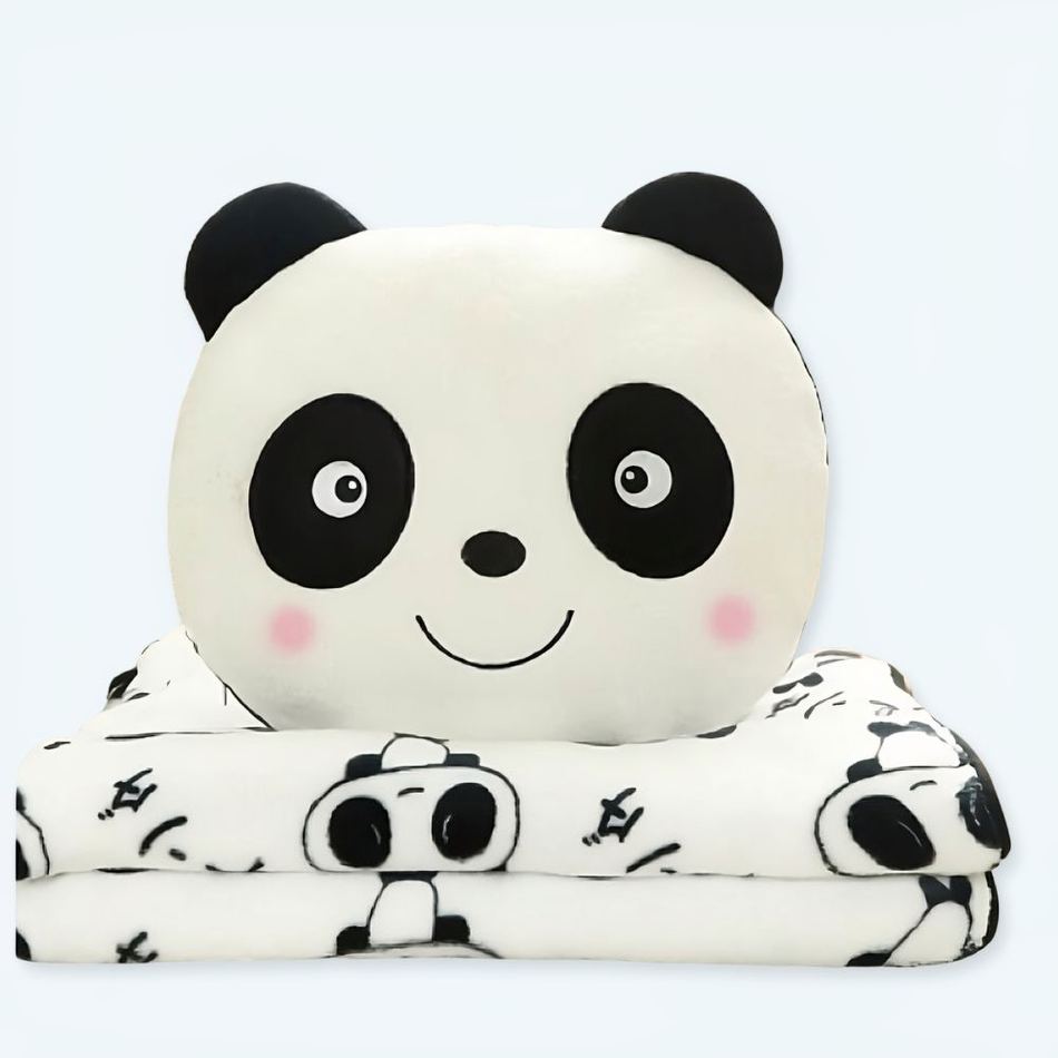 Peluche panda joyeux douce avec couverture confort