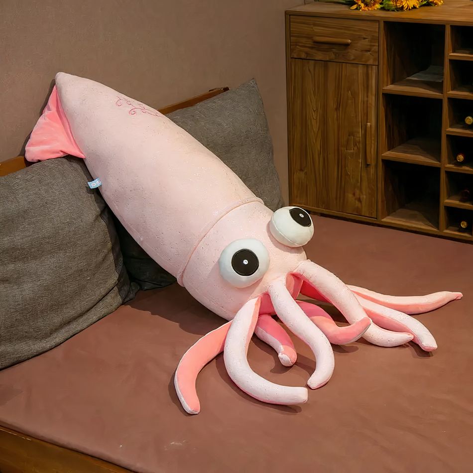 Peluche pieuvre calamar géant océan doux enfant