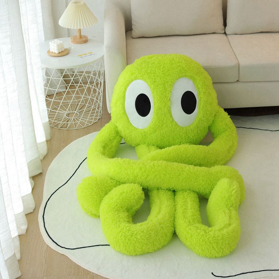 Peluche pieuvre géante verte douce océan câlin enfant