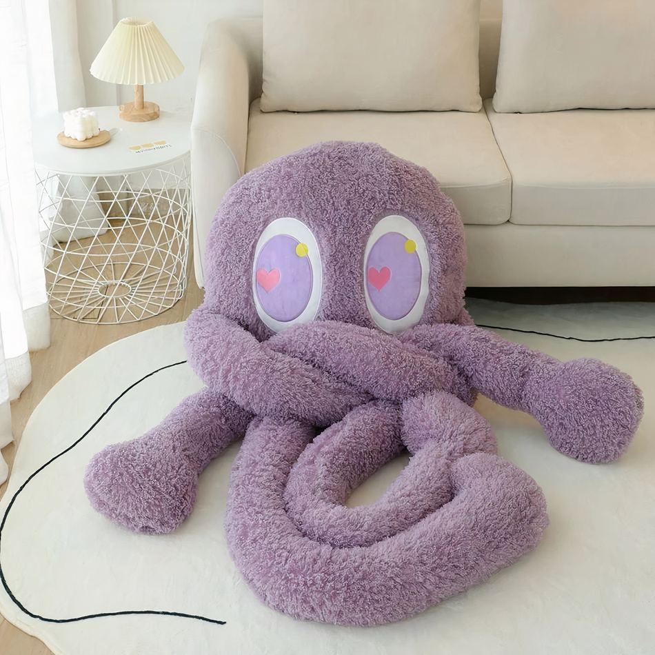 Peluche pieuvre géante violette douce câline enfant