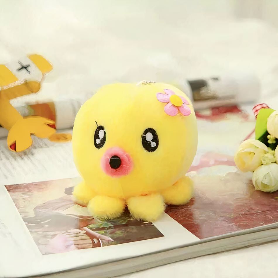 Peluche pieuvre jaune douce porte-clés mignon accessoire