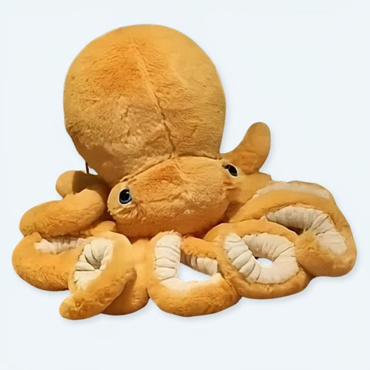 Peluche pieuvre jaune enfant douce et amusante