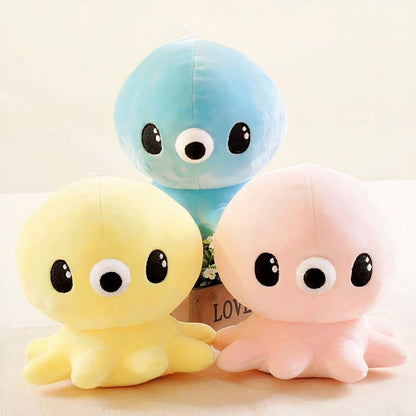 Peluche pieuvre jaune kawaii douce enfant chambre