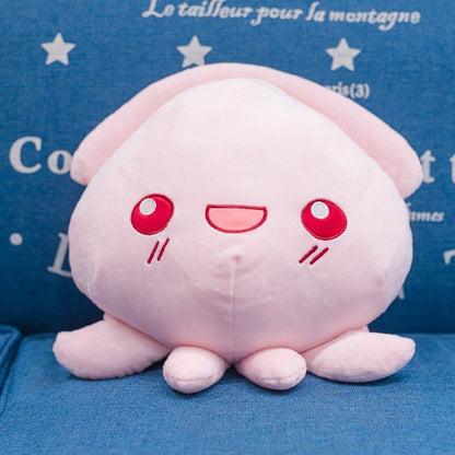 Peluche pieuvre rose expressive