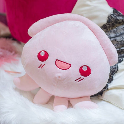 Peluche pieuvre rose expressive