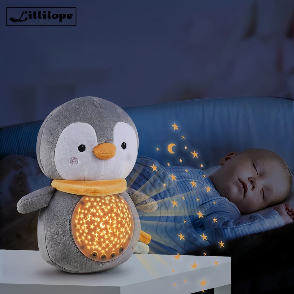 Peluche pingouin câlin apaisant bruit blanc hiver doux