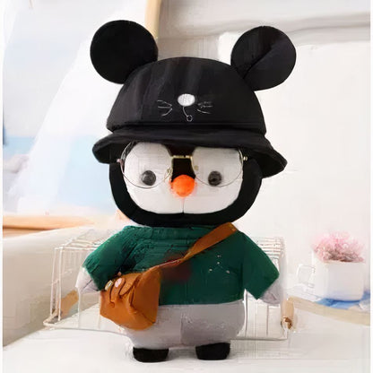 Peluche pingouin hiver pull vert doux câlin enfant