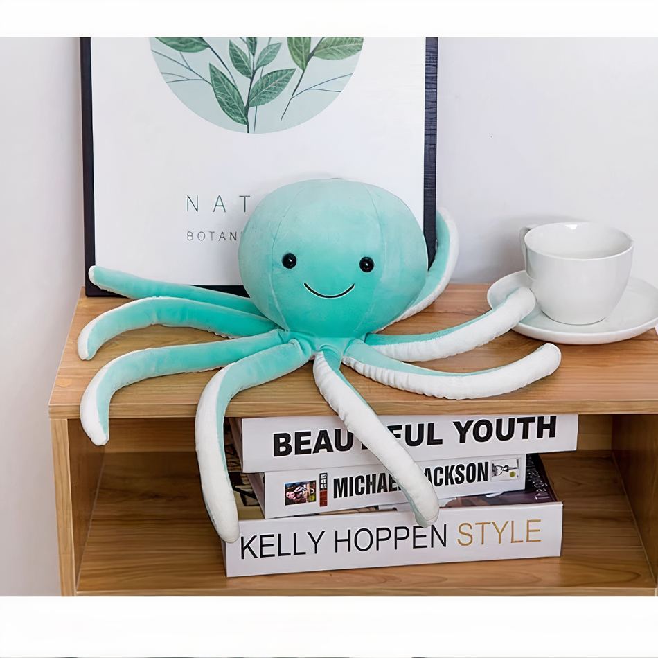 Peluche poulpe bleu doux océan câlin enfant amusant